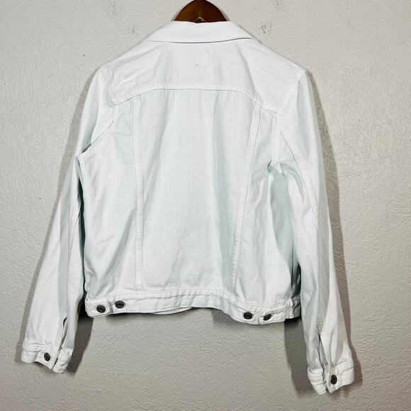 Gap Icon Jacket Optic White Acid Wash Denim Jean Button - L - Picture 2 of 4